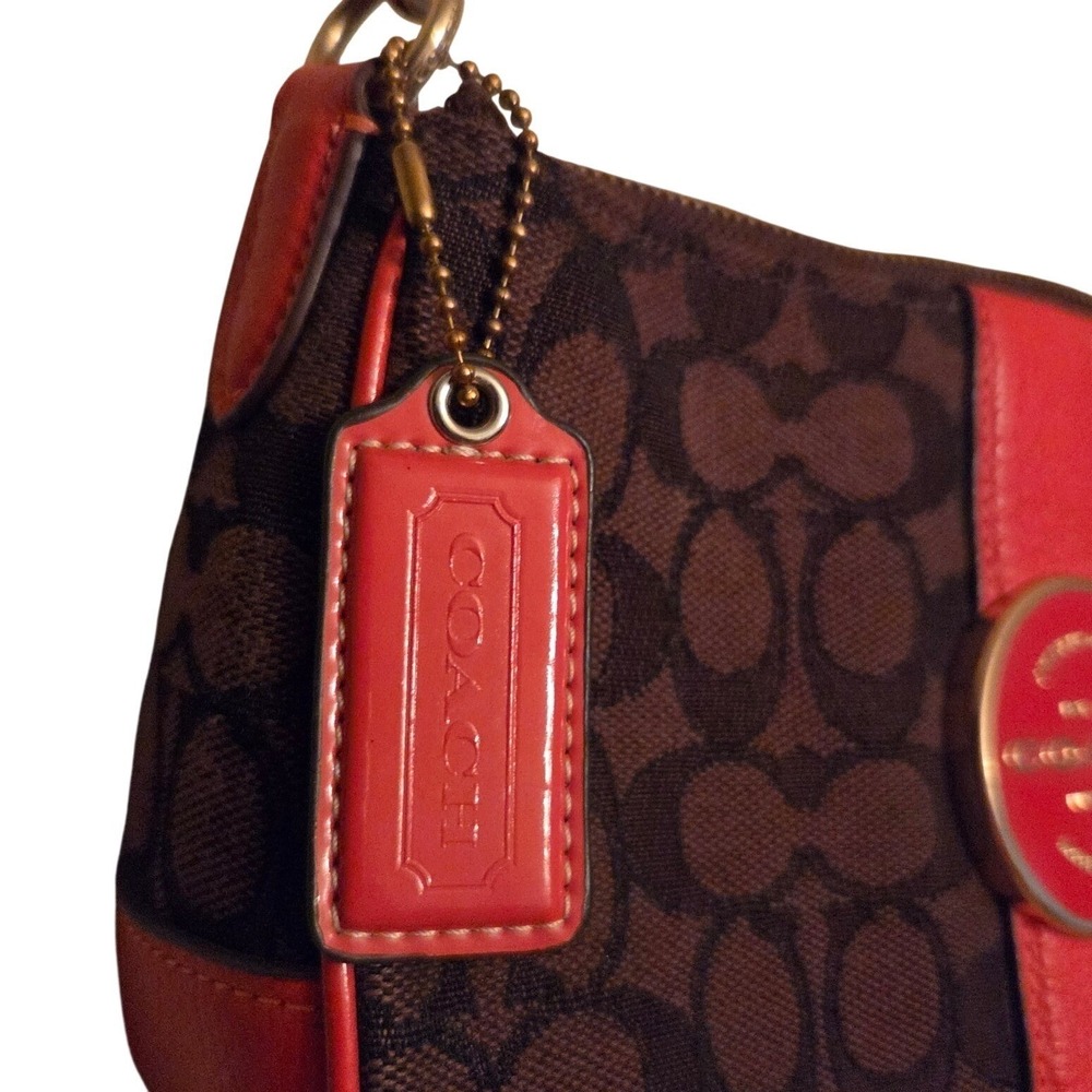Coach Lonnie In Signature Jacquard Women's Brown Orange Monogram C8306 - Picture 2 of 14